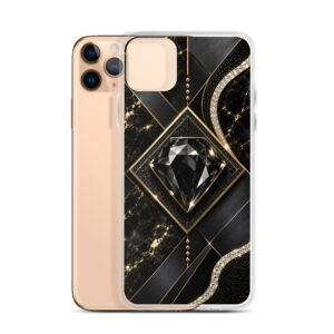 Clear Case for iPhone®Luxury Black Diamond Phone Case – Elegant Black & Gold Geometric Glam Cover for iPhone, Samsung & Google Pixel