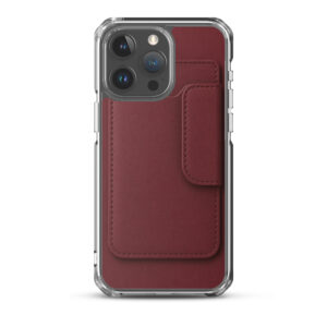 MagSafe® clear case for iPhone®Burgundy Leather Card Holder Phone Case – Minimal Wallet Pocket Cover for iPhone, Samsung & Google Pixel