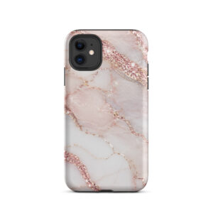 Tough Case for iPhone®Rose Gold Marble Phone Case – Elegant Pink Marble & Glitter Luxury Cover for iPhone, Samsung & Google Pixel