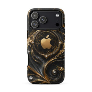 Tough Case for iPhone®Luxury Black & Gold Swirl Phone Case – Elegant Abstract Marble Glam Cover for iPhone, Samsung & Google Pixel