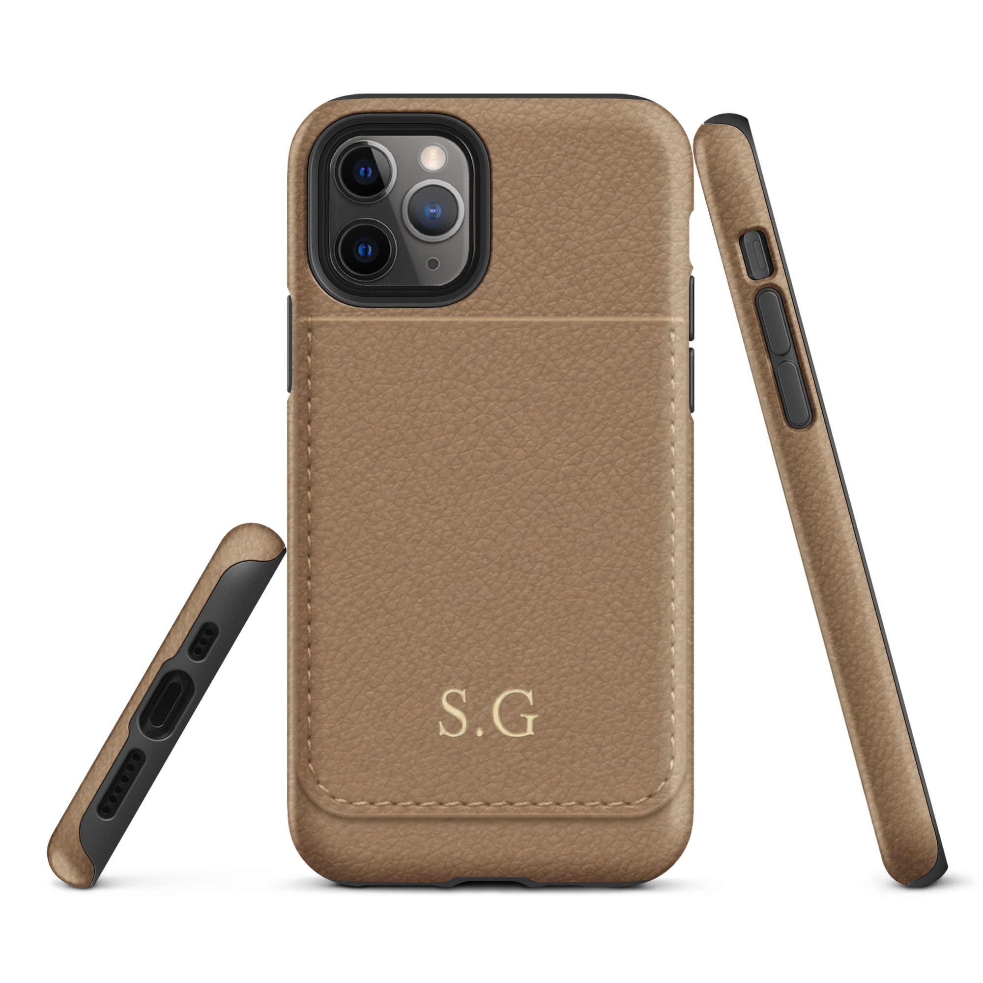 Tough Case for iPhone®Personalized Leather iPhone Case with Card Holder – Custom Initial Monogram Vegan Leather Wallet Case for iPhone 17, 16, 15, 14 & 13 Pro Max - Image 4